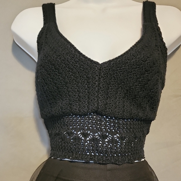 Hollister Tops - Hollister Black Ribbed Bustier Crop Tank Top